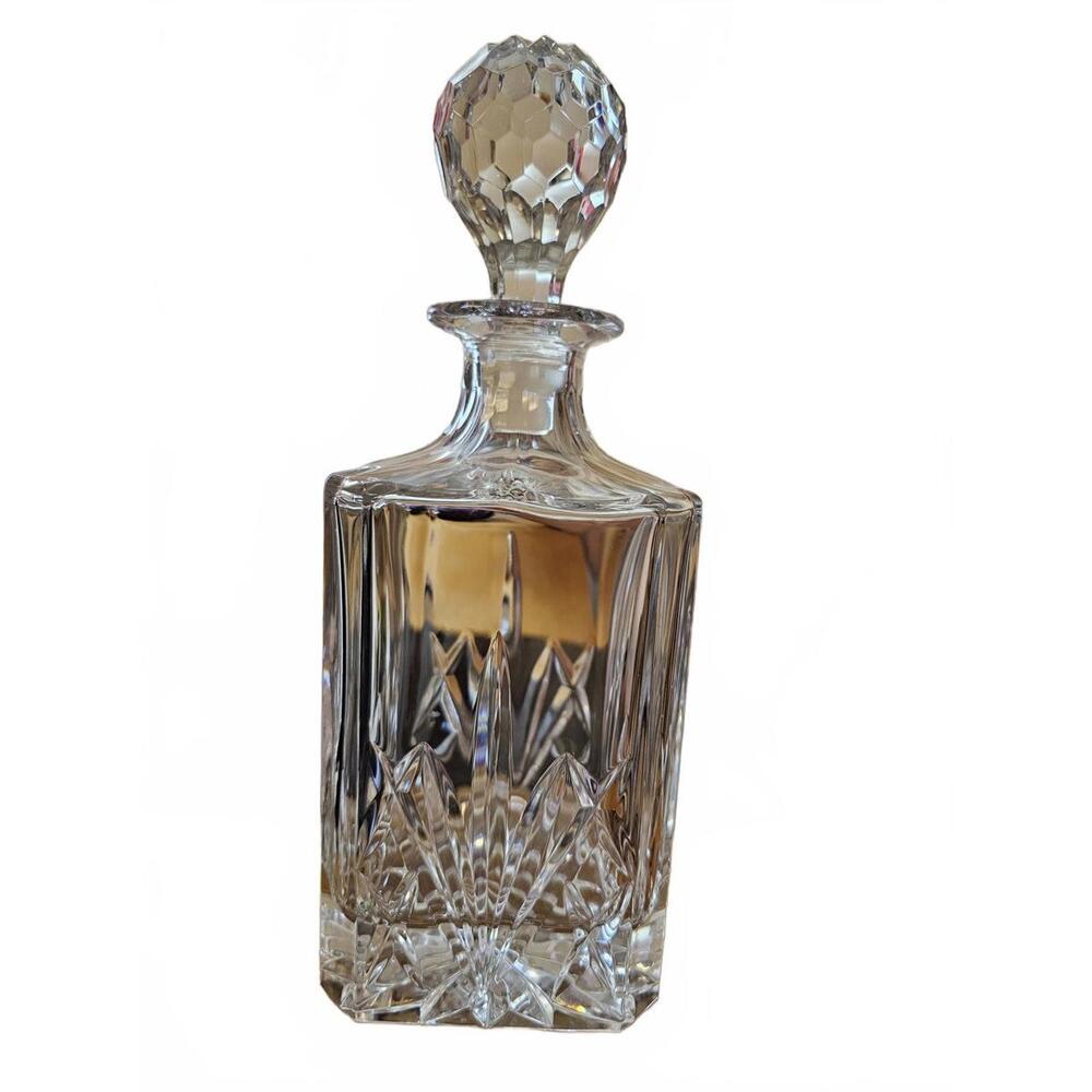 Vintage Cut Crystal Decanter – Diamond Flash Cut & Ball Stopper – Excellent